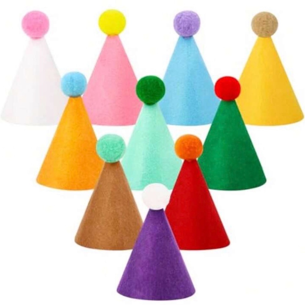 10 Pcs Mini Birthday Party Hats Multicolor